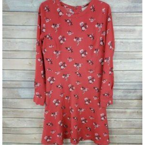 LOFT Women's Dress Size 8 Pink Black Floral Long Sleeve